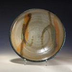 bowl with kaolin and green blue drips